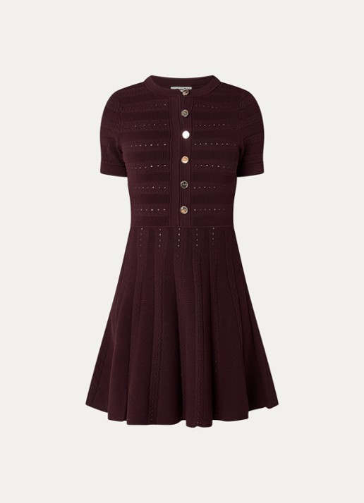 Sandro Mini jurk met knoopsluiting - voorkant 3 bordeauxrood