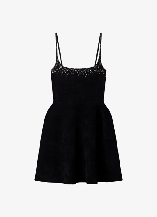 Sandro Mini jurk met kralendecoratie - voorkant 5 zwart