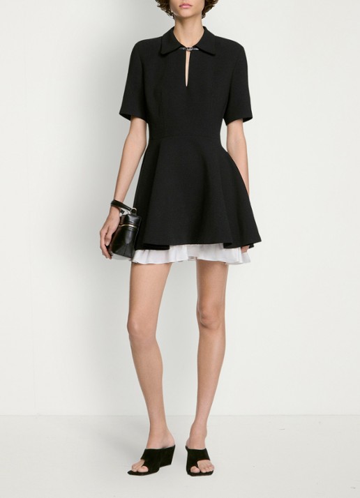 Sandro Mini jurk met leren details - detail 5 zwart