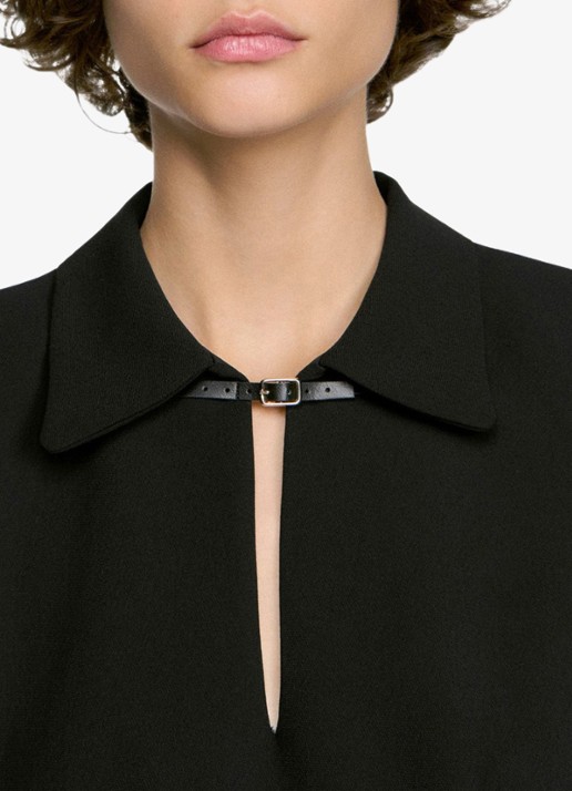 Sandro Mini jurk met leren details - detail 6 zwart