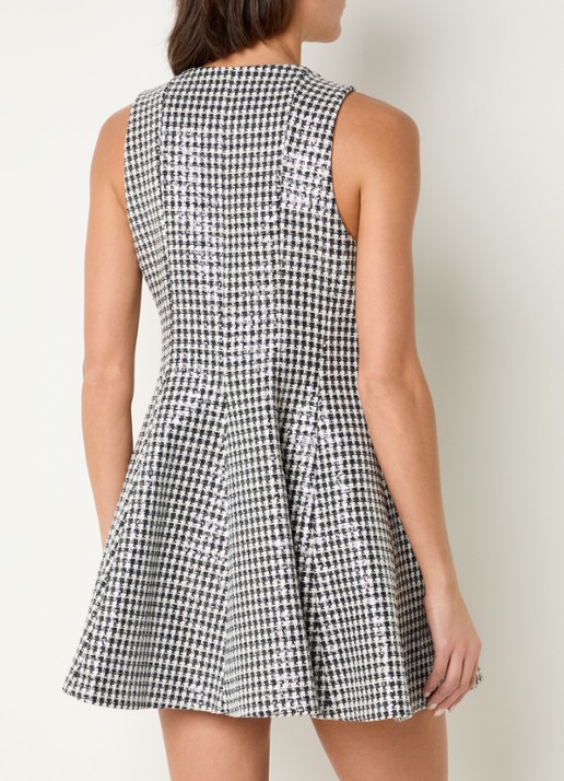 Sandro Mini jurk met pailletten en pied-de-poule dessin - achterkant 4 multicolor