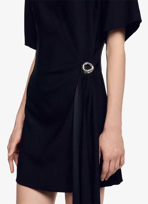 Sandro Mini jurk met ringdetail - detail 4 zwart