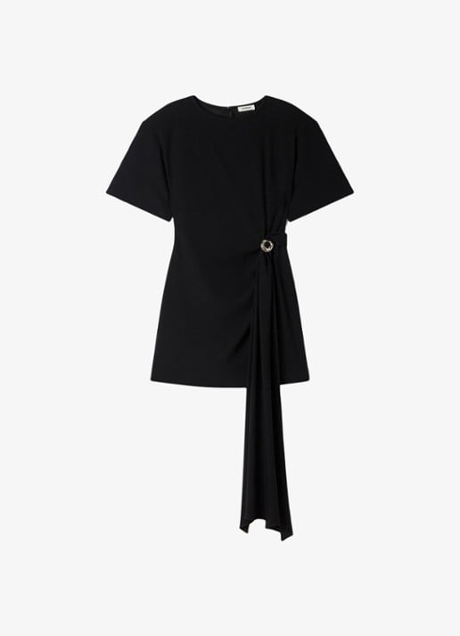 Sandro Mini jurk met ringdetail - voorkant zwart