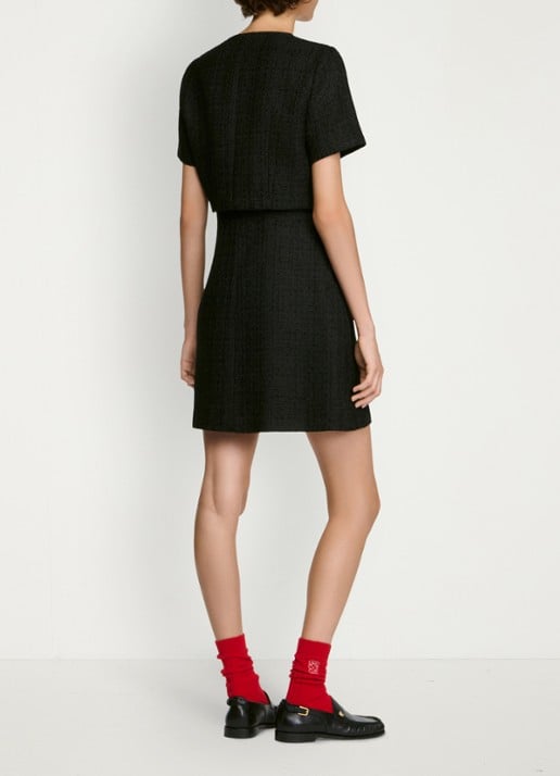 Sandro Mini jurk met tweed-look - achterkant 4 zwart