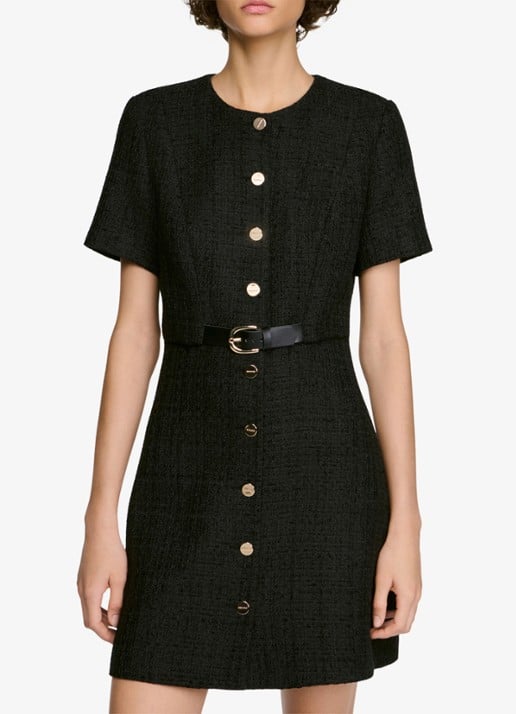 Sandro Mini jurk met tweed-look - detail 3 zwart