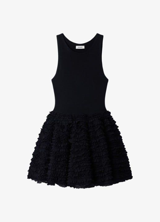 Sandro Mini jurk met volant - voorkant 5 zwart