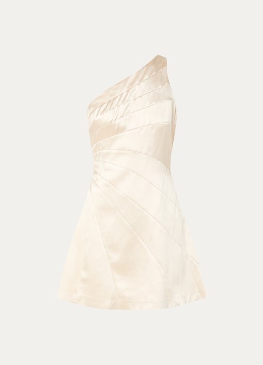 Sandro Mini jurk van satijn - voorkant 2 creme