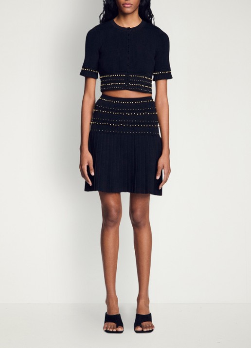 Sandro Mini rok met kwastjes - detail 3 zwart