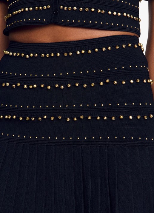 Sandro Mini rok met kwastjes - detail 4 zwart