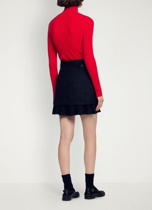 Sandro Mini rok met tweed-look - achterkant 3 black / zwart