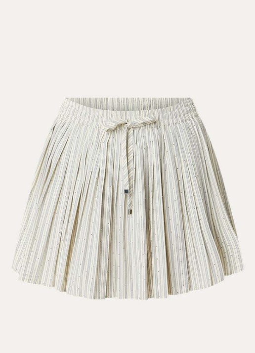 Sandro Minirok met plissé en strass - voorkant creme