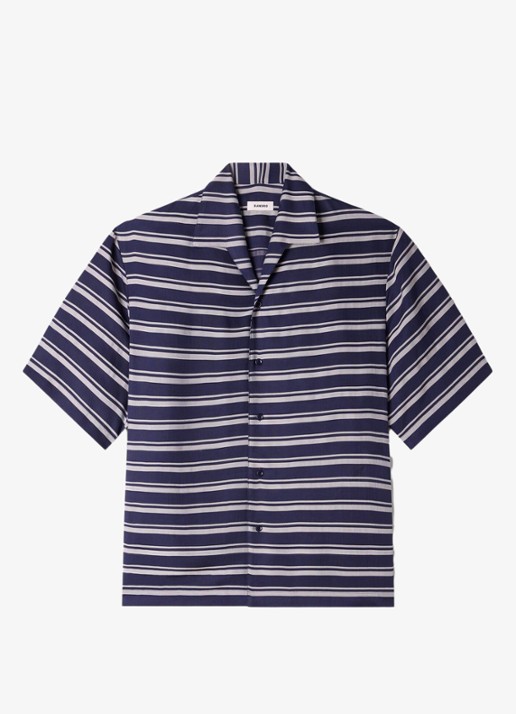 Sandro Overhemd met streepprint - voorkant donkerblauw