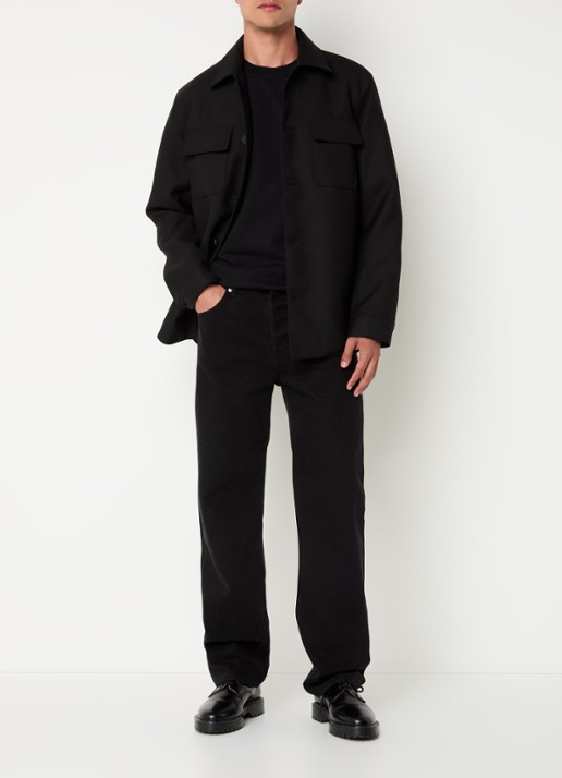 Sandro Overshirt in wolblend met borstzakken - voorkant 4 zwart