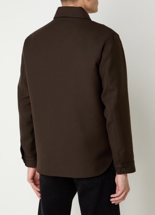 Sandro Overshirt in wolblend met borstzakken - achterkant 2 donkerbruin