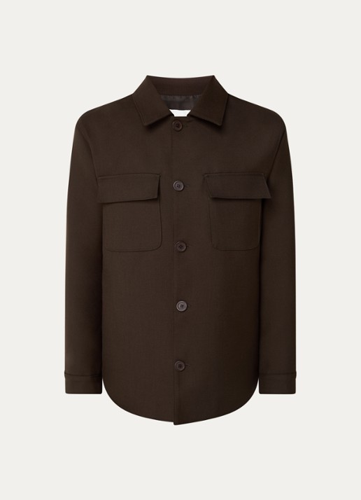 Sandro Overshirt in wolblend met borstzakken - voorkant 3 donkerbruin