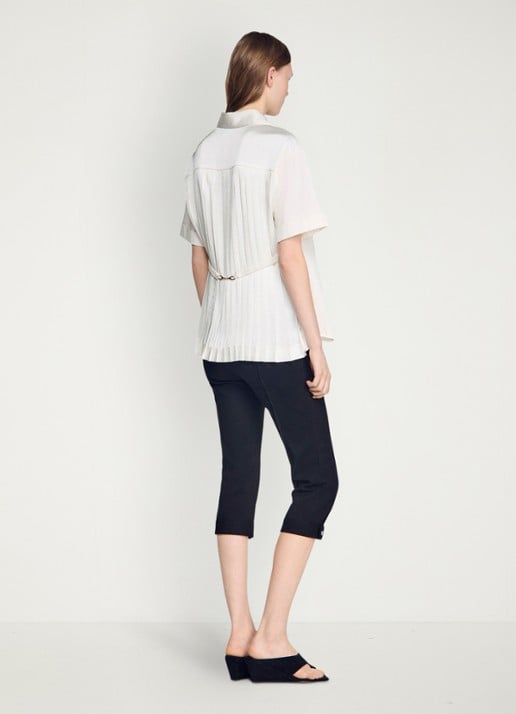 Sandro Oversized blouse met geplooid detail - achterkant 7 ecru / wit