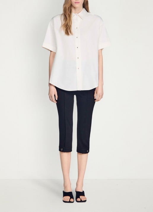 Sandro Oversized blouse met geplooid detail - detail 4 ecru / wit