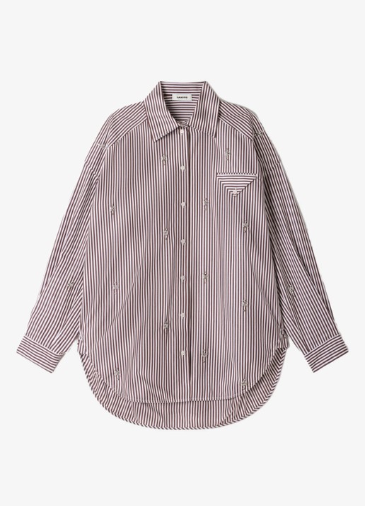 Sandro Oversized blouse met streepprint - voorkant 2 brown / bruin