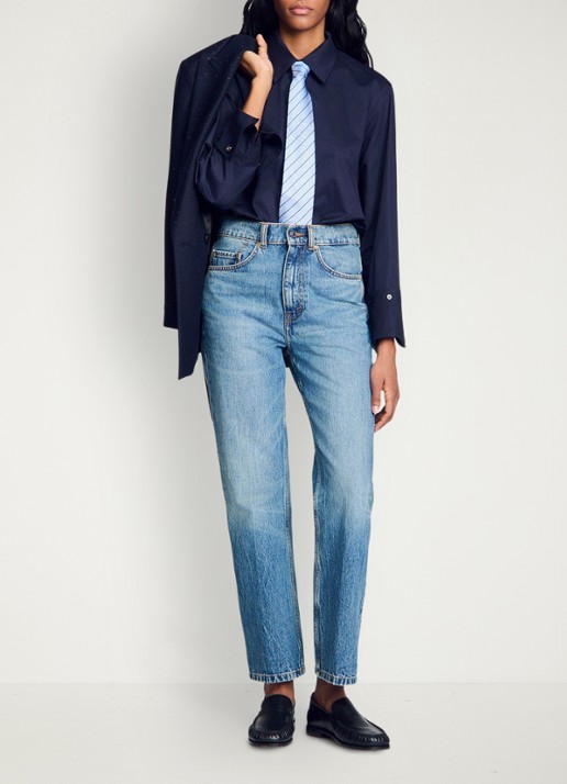 Sandro Oversized blouse met stretch - detail 2 blauw