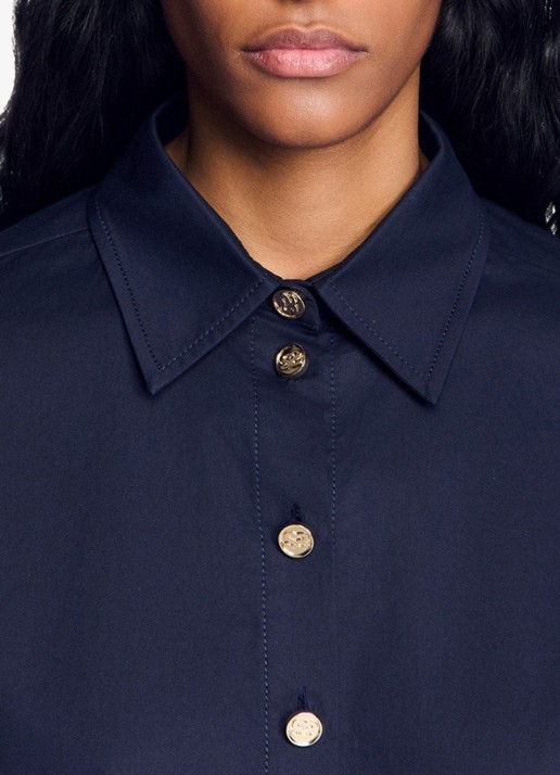 Sandro Oversized blouse met stretch - detail 3 blauw