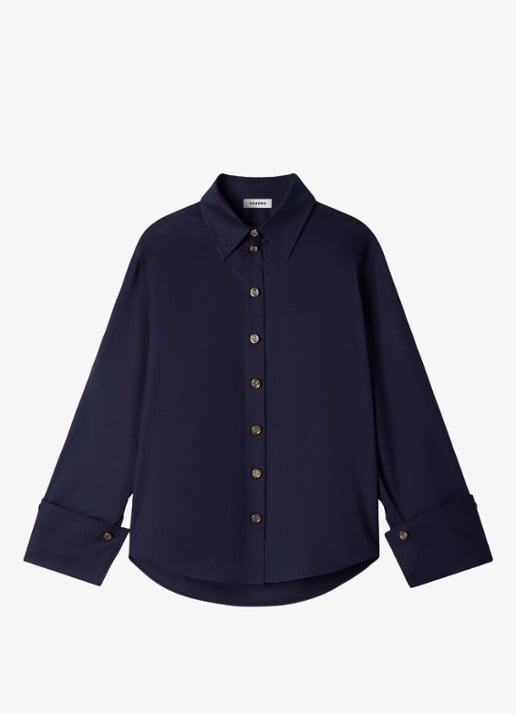 Sandro Oversized blouse met stretch - voorkant 6 blauw