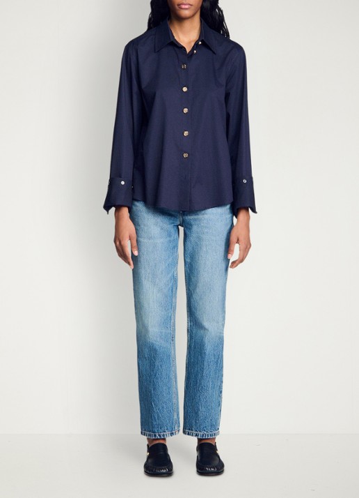 Sandro Oversized blouse met stretch - voorkant 7 blauw