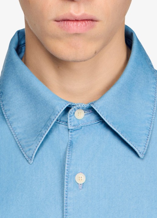 Sandro Oversized fit overhemd met borstzak - detail 3 chambray / blauw