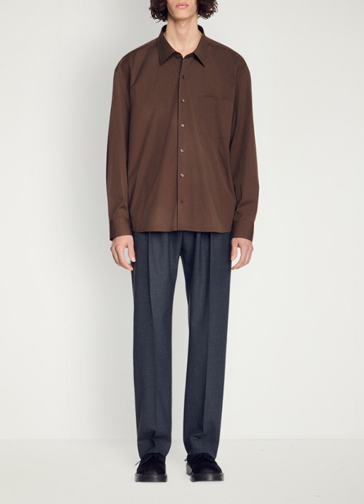 Sandro Oversized fit overhemd met borstzak - voorkant 6 bruin