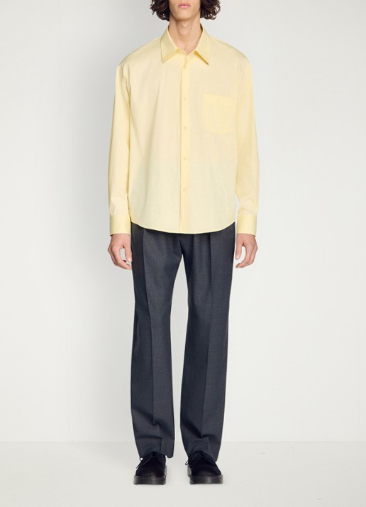 Sandro Oversized fit overhemd met borstzak - voorkant 2 geel