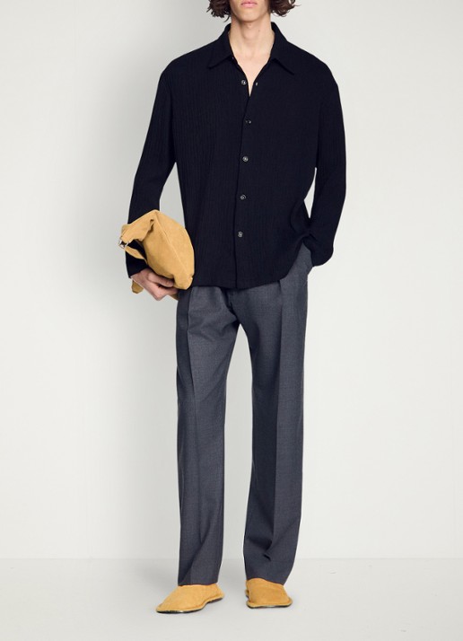 Sandro Oversized fit overhemd met structuur - detail 5 zwart