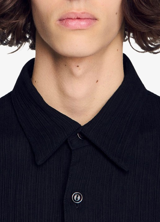 Sandro Oversized fit overhemd met structuur - detail 6 zwart