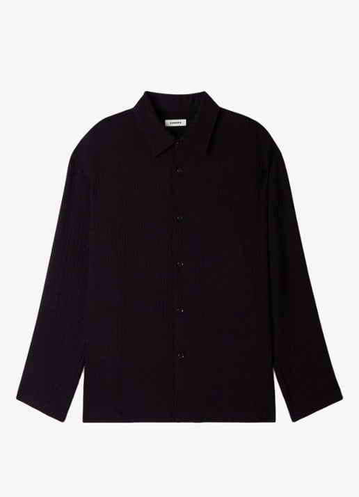 Sandro Oversized fit overhemd met structuur - voorkant zwart