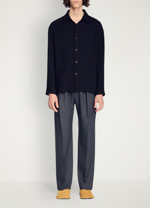 Sandro Oversized fit overhemd met structuur - voorkant 2 zwart