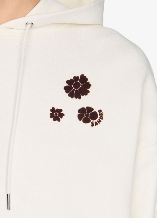 Sandro Oversized hoodie met bloemenprint - detail 4 ivoor