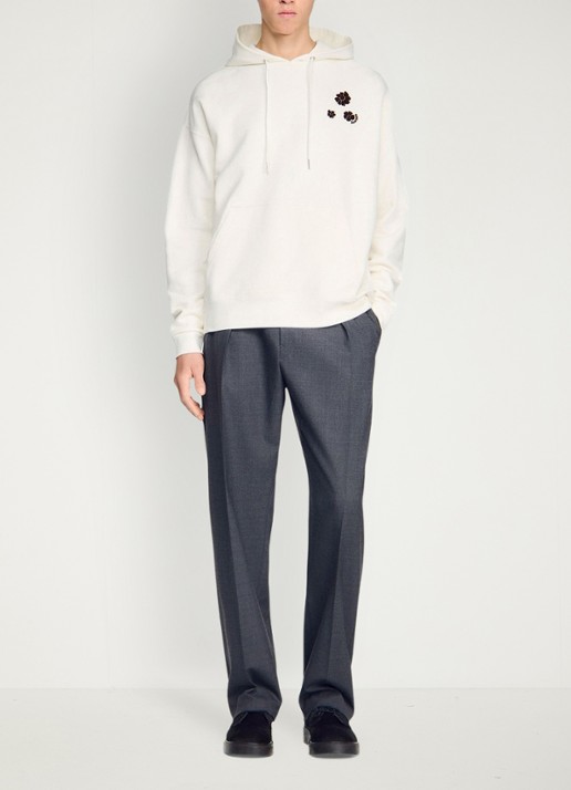 Sandro Oversized hoodie met bloemenprint - voorkant 6 ivoor