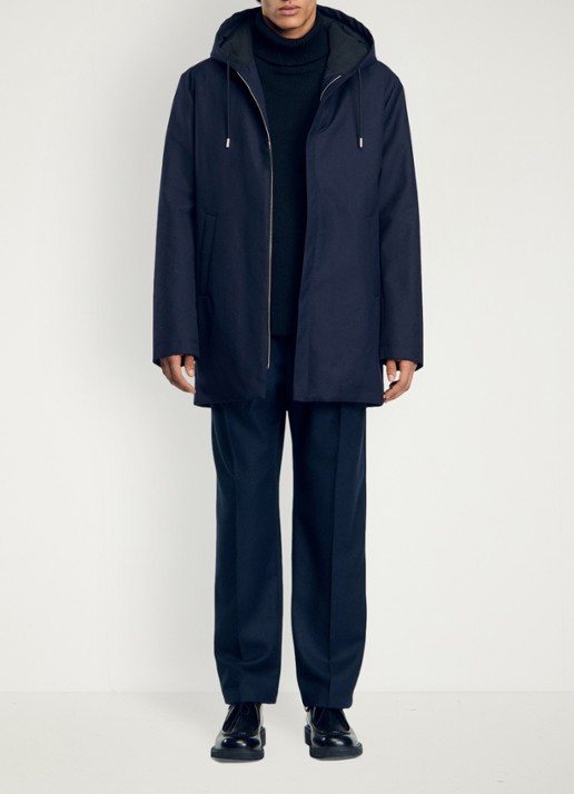 Sandro Parka in wolblend met steekzakken - detail 2 donkerblauw