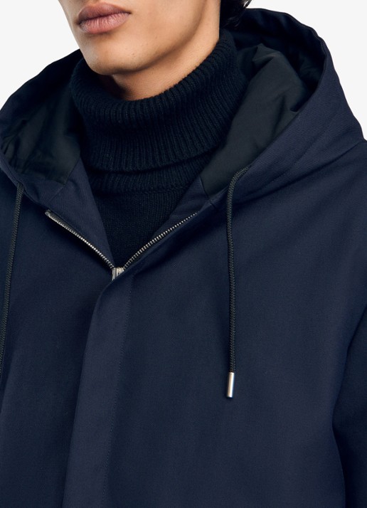 Sandro Parka in wolblend met steekzakken - detail 3 donkerblauw