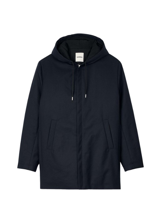 Sandro Parka in wolblend met steekzakken - voorkant 5 donkerblauw