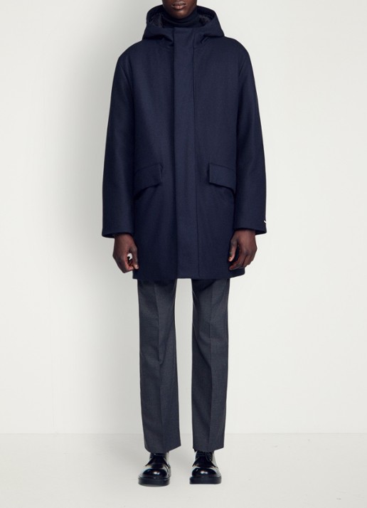 Sandro Parka in wolblend - detail 5 donkerblauw