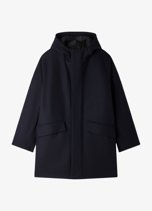 Sandro Parka in wolblend - voorkant 2 donkerblauw