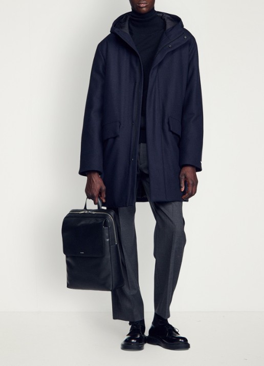 Sandro Parka in wolblend - voorkant 3 donkerblauw