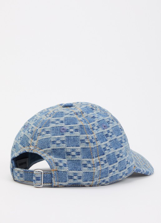 Sandro Pet van denim met ruitdessin - detail 2 blauw