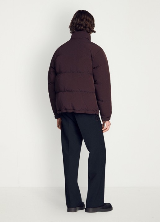 Sandro Puffer jas met logo - achterkant chocoladebruin