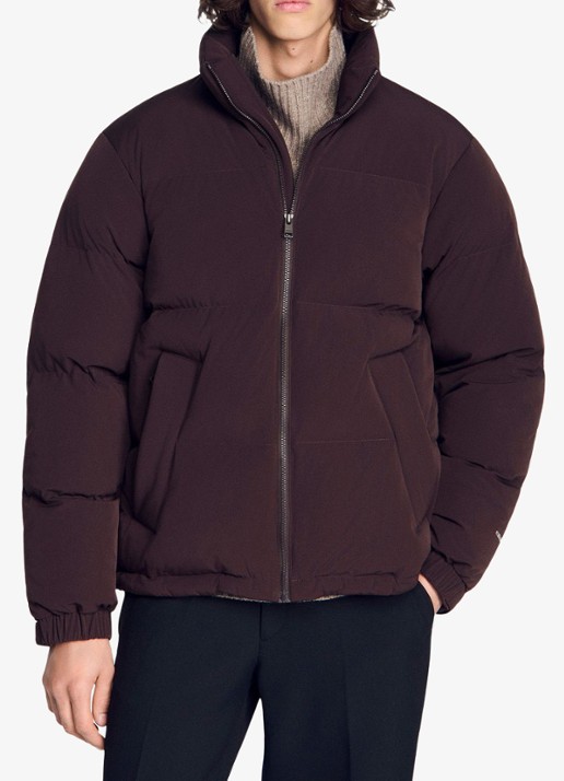 Sandro Puffer jas met logo - detail 4 chocoladebruin