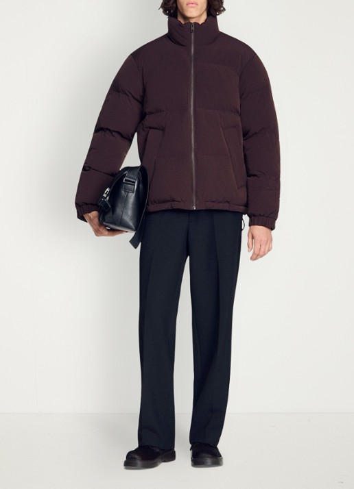 Sandro Puffer jas met logo - detail 5 chocoladebruin