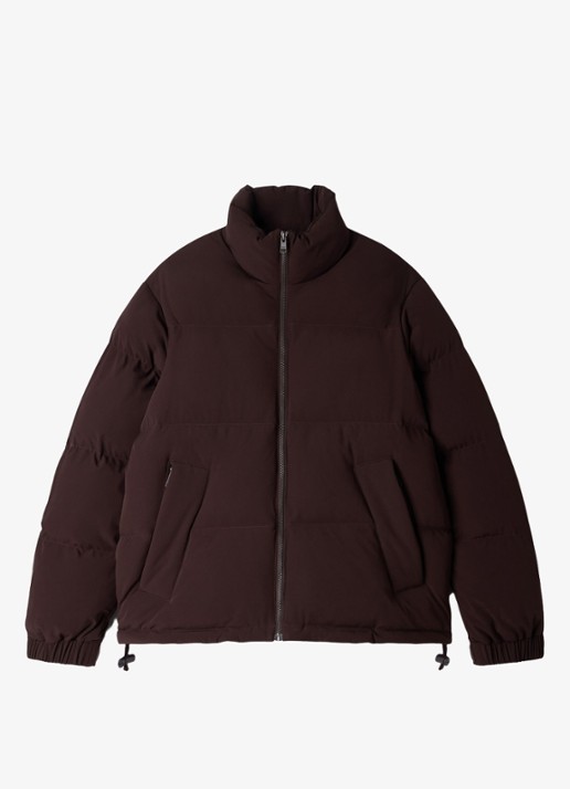 Sandro Puffer jas met logo - voorkant 2 chocoladebruin