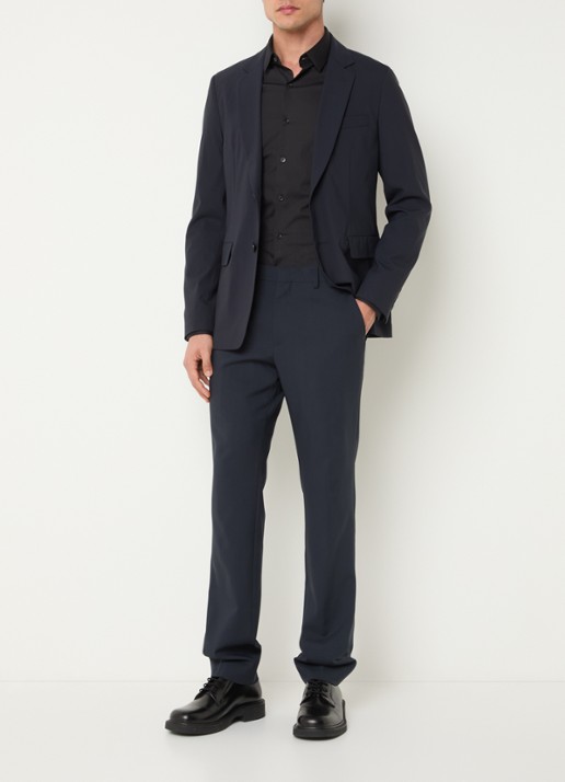 Sandro Regular fit colbert in wolblend met borst- en klepzakken - voorkant 4 donkerblauw