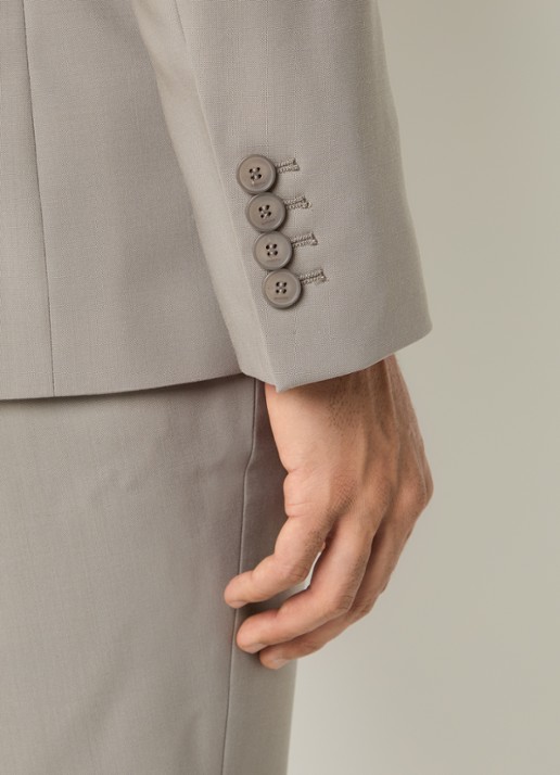 Sandro Regular fit colbert van scheerwol met klepzakken  - detail 6 grijs