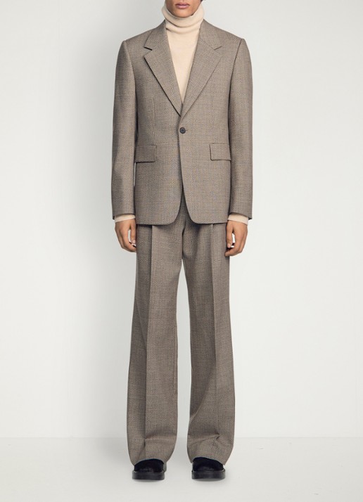 Sandro Regular fit colbert van scheerwol - voorkant 5 brown / bruin