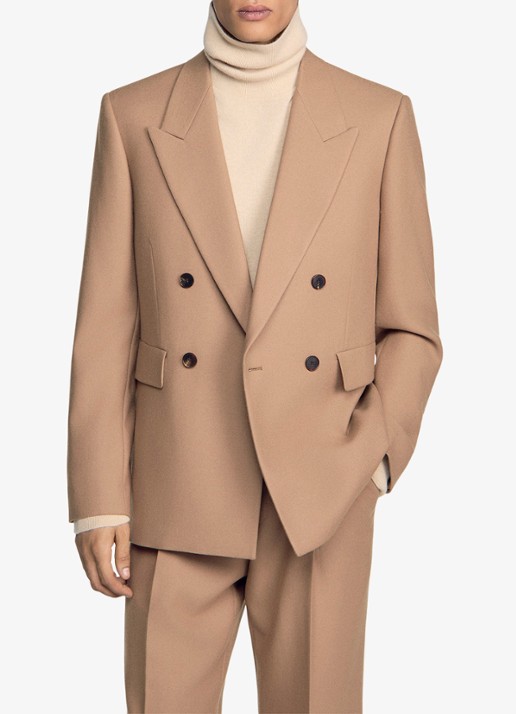 Sandro Regular fit colbert van wol met klepzakken - detail 3 camel